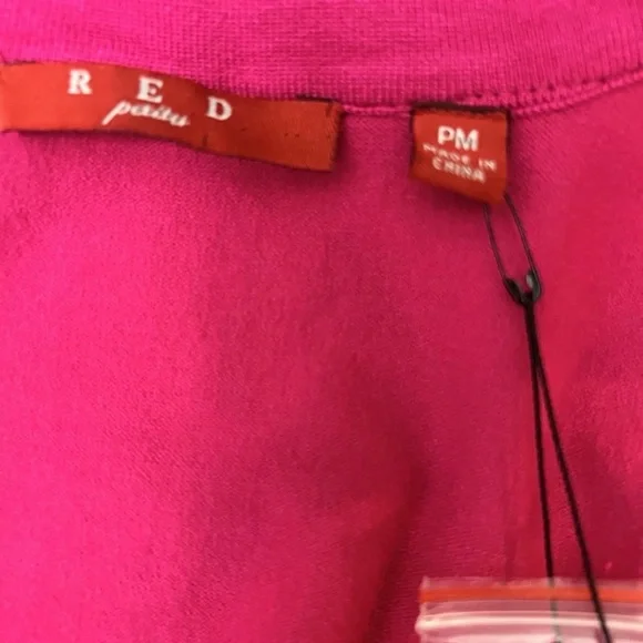 RED Bright Pink V-Neck Sweater with Rosette Trim - Picture 4 of 5